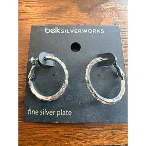 Belk Silverworks Fine Silver Plate Diamond Cut Hoop Earrings BE0100